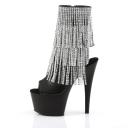 ADORE-1024RhinestoneF Black Faux Leather-Silver Ankle Boot 5