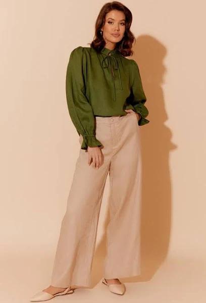 Adorne Harper Linen Pant in Stone | Size 8 | Now Only AUD