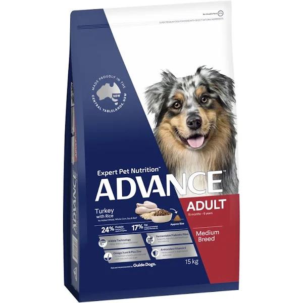 Advance Adult Medium Breed Dry Dog Food Turkey w/ Rice 15kg