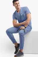 Advantage Stretch For Men 5 Pocket Scrub Top - 3x - Ceil Blue