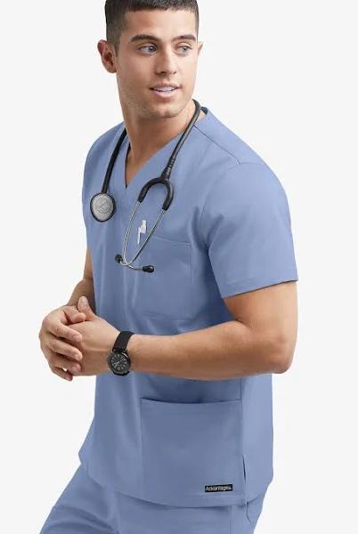 Advantage Stretch For Men 5 Pocket Scrub Top - 3x - Ceil Blue