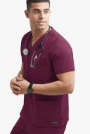 Advantage Stretch For Men 5 Pocket Scrub Top - L - Wine
