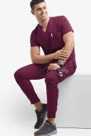 Advantage Stretch For Men 5 Pocket Scrub Top - L - Wine
