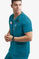 Advantage Stretch For Men 5 Pocket Scrub Top - S - Caribbean Blue