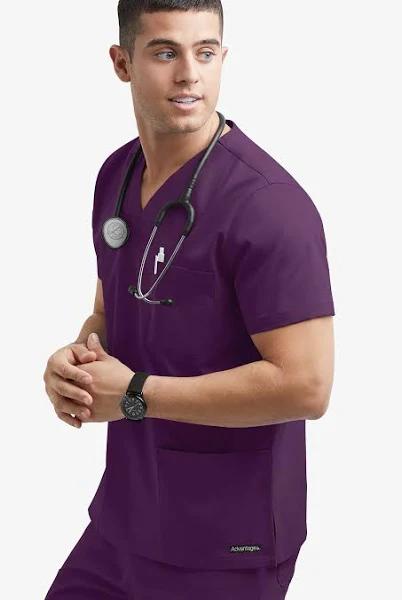 Advantage Stretch For Men 5 Pocket Scrub Top - S - Eggplant