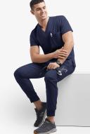 Advantage Stretch For Men 5 Pocket Scrub Top - XL - Navy