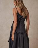 AERE - Women's Black Midi Dresses - Wrap Frill Linen Dress - Size 8 at The Iconic