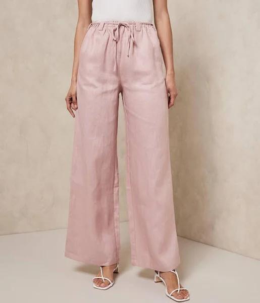 AERE - Women's Pink Pants - Linen Drawstring Pants - Size 6 at The Iconic