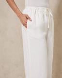 AERE - Women's White Pants - Linen Drawstring Pants - Size 12 at The Iconic