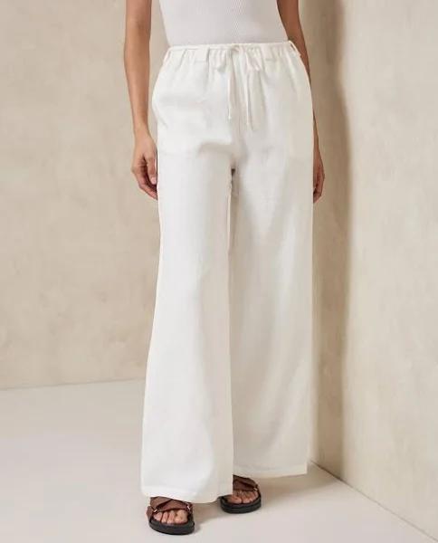 AERE - Women's White Pants - Linen Drawstring Pants - Size 12 at The Iconic