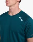 Aero Tee, 2XU, XS, Deep Jade/Silver Reflective, Male