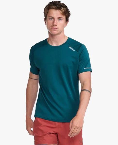 Aero Tee, 2XU, XS, Deep Jade/Silver Reflective, Male