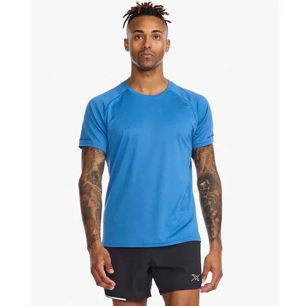 Aero Tee, 2XU, XXL, Surf/Silver Reflective