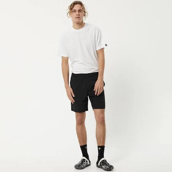 Afends Mens Baywatch Misprint - Elastic Waist Shorts - Black - XL