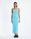 Afends Womens Hemp Terry Midi Dress Daisy Blue Size Medium