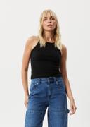 Afends Womens Lydia - Hemp Ribbed Singlet - Black - XS