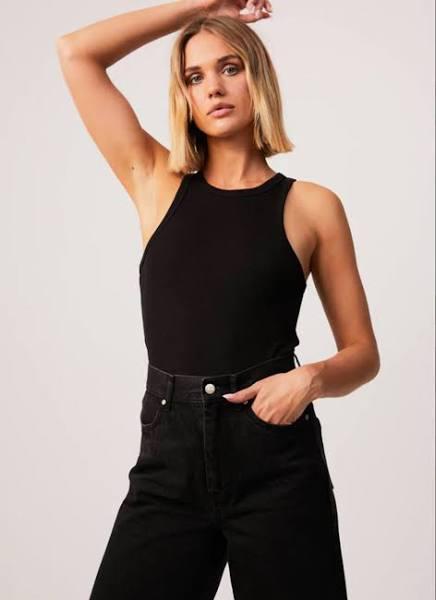 Afends Womens Lydia - Hemp Ribbed Singlet - Black - XS