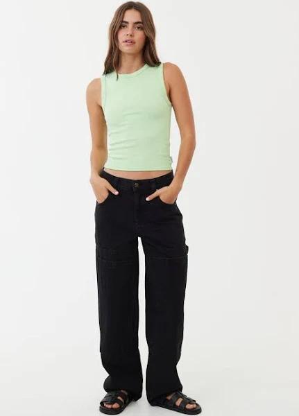 Afends Womens Moss - Organic Denim Carpenter Jeans - Washed Black - 24
