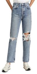 AGOLDE Blue Ripped '90s Pinch Waist High Rise Jeans