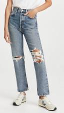 AGOLDE Blue Ripped '90s Pinch Waist High Rise Jeans