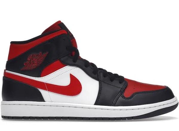 Air Jordan 1 Mid Bred Toe Shoes - Size 15 - White/black-red