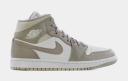 Air Jordan 1 Mid Linen Shoes - Size 16 - College Grey/Light bone-White