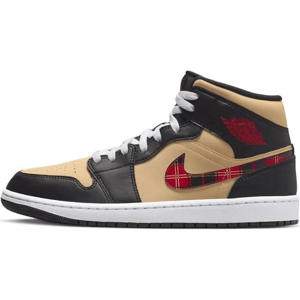 Air Jordan 1 Mid SE 'Tartan Swoosh' Sneakers | Brown | Men's Size 4