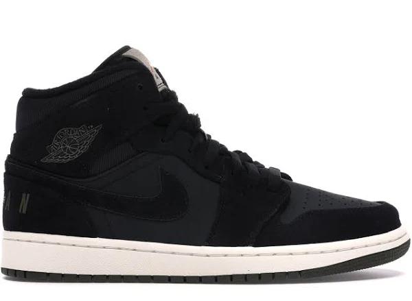 Air Jordan 1 Retro Mid 'Black' Sneakers | Men's Size 9.5