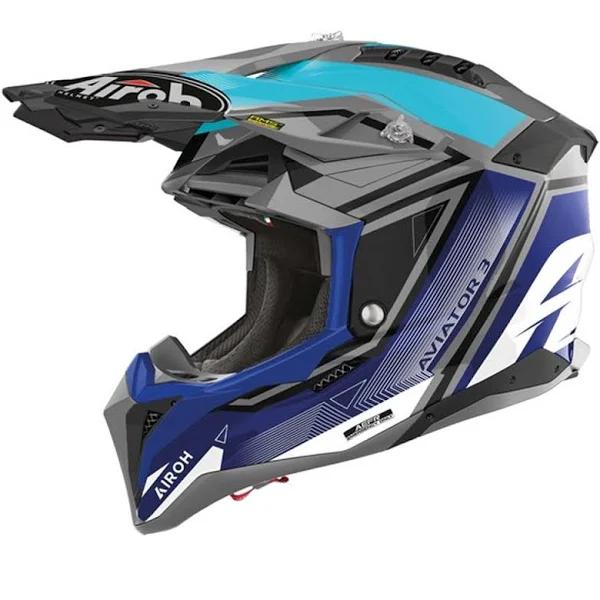 Airoh Aviator 3 League Motocross Helmet, Blue, Size M