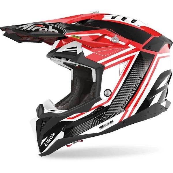 Airoh Aviator 3 League Motocross Helmet, Red, Size XL