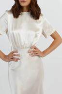 Aisle Satin Midi Dress in Pearl Size 12 by DISSH