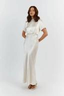Aisle Satin Midi Dress in Pearl Size 12 by DISSH