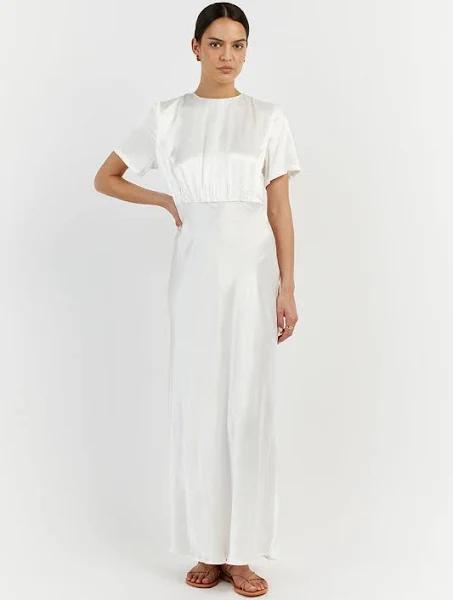 Aisle Satin Midi Dress in White Size 16 by DISSH