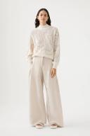 AJE Allegory Cornelli Jumper in Colour Ivory Sandstone Beige Size XS