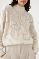 AJE Allegory Cornelli Jumper in Colour Ivory Sandstone Beige Size XS