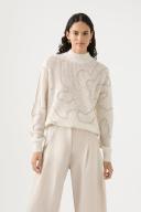 AJE Allegory Cornelli Jumper in Colour Ivory Sandstone Beige Size XS