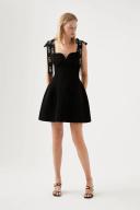 AJE Amber Knit Tie Shoulder Mini Dress in Colour Black Size L