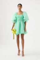 AJE Astrid Tie Back Mini Dress in Colour Marine Green Size 12