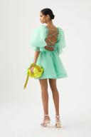 AJE Astrid Tie Back Mini Dress in Colour Marine Green Size 14