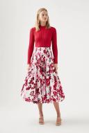 AJE Cherie Bubble Midi Skirt in Colour Roses of Provence Print Size 6