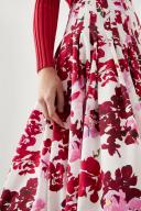 AJE Cherie Bubble Midi Skirt in Colour Roses of Provence Print Size 6