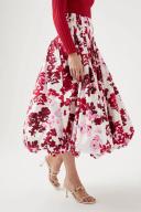 AJE Cherie Bubble Midi Skirt in Colour Roses of Provence Print Size 6