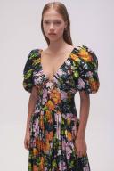 AJE Gabrielle Plunge Midi Dress in Colour Midnight Floral Size 14