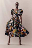 AJE Gabrielle Plunge Midi Dress in Colour Midnight Floral Size 14