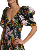 AJE Gabrielle Plunge Midi Dress in Colour Midnight Floral Size 14