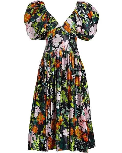 AJE Gabrielle Plunge Midi Dress in Colour Midnight Floral Size 14