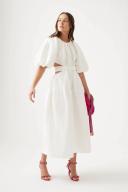 AJE Mimosa Cut Out Midi Dress in Colour Ivory Size 10