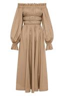 AJE Wattle Off Shoulder Midi Dress in Colour Taupe Grey Size 14