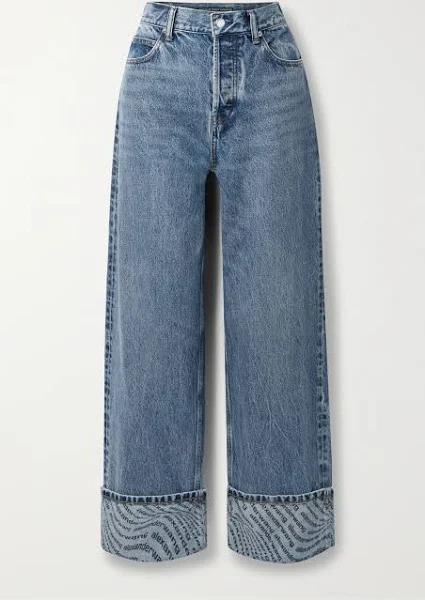 Alexander Wang Blue Wave Cuff Wide Jeans