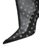 Alexander Wang Women's Delphine 105 Bootie in Mesh/crystal Black